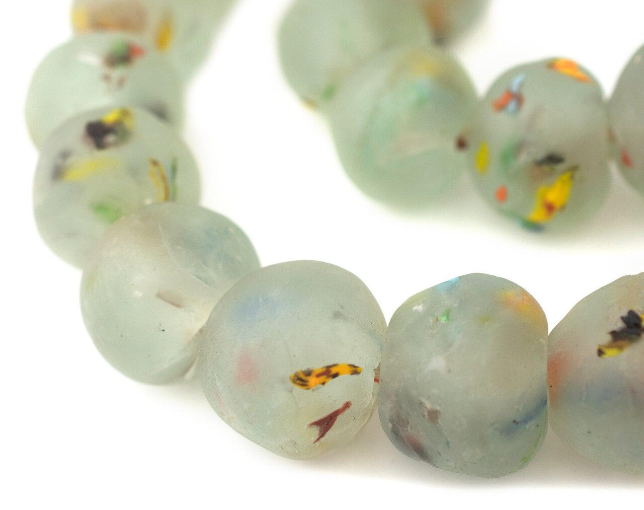 Super Jumbo Recycled Glass Beads - Beaded Wall Hangings - Extra Large African Sea Glass Beads 32-35mm - The Bead Chest (Rainbow Speckled)